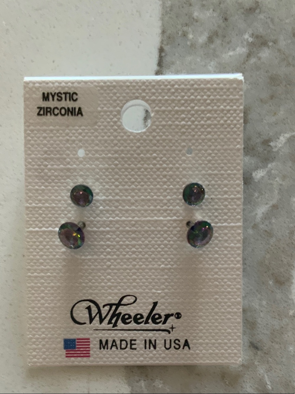 Mystic Iridescent Green-Purple Zirconia Stud Earrings